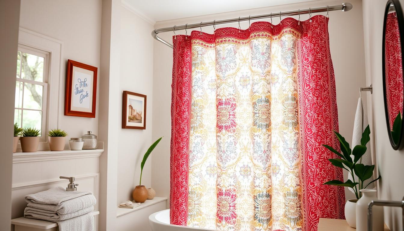 DIY fabric shower curtain