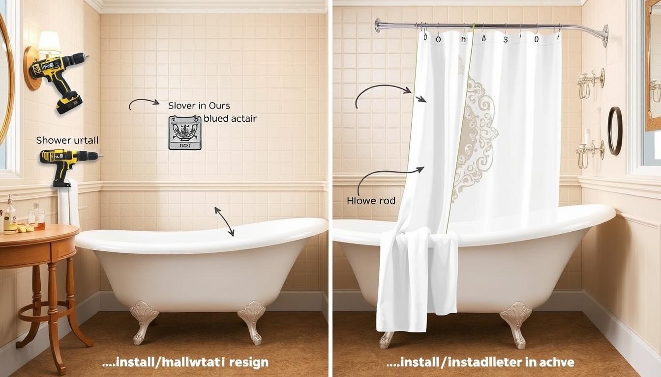 how to install shower curtain for clawfoot tub