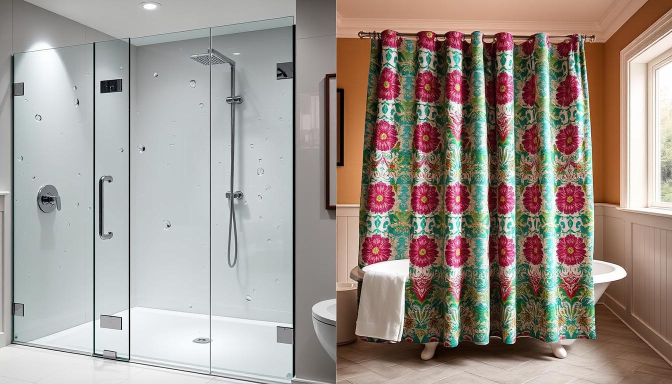 pros and cons of shower curtain vs glass door