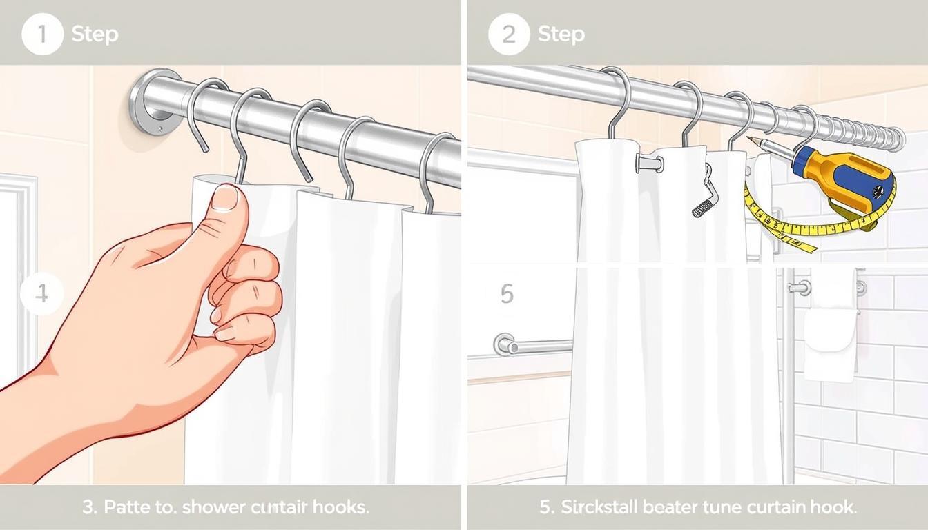 step-by-step shower curtain hook installation