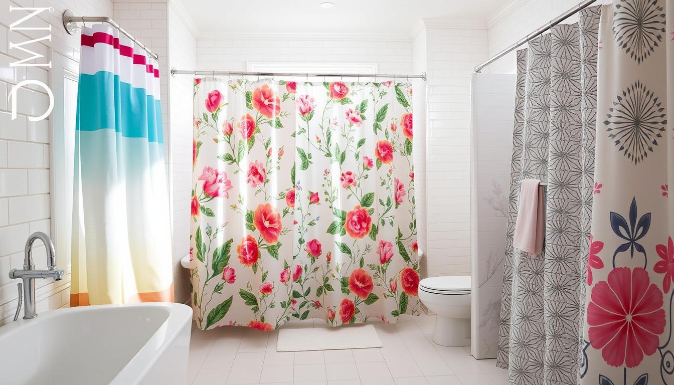 white bathroom shower curtain ideas