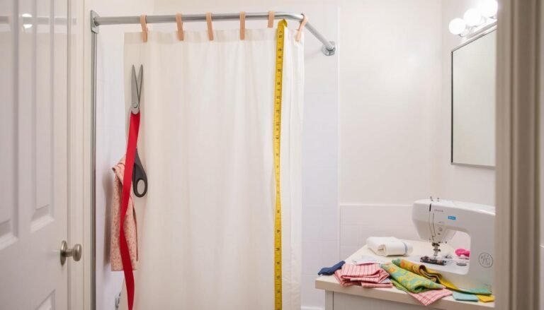 DIY shower curtain alterations in process
