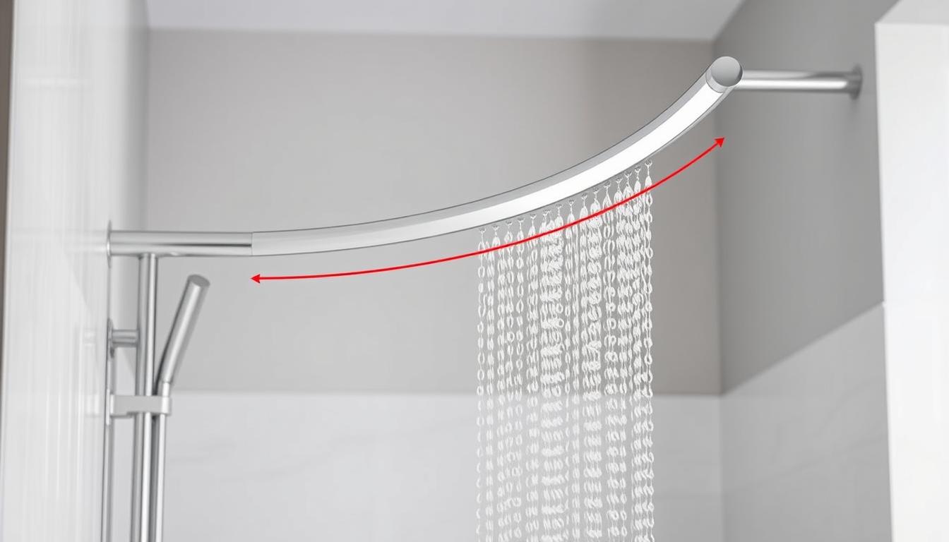 curved shower rod curtain measurements